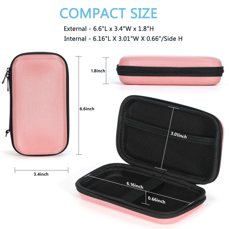 GLCON Cell Phone Carrying Case - Portable Hard EVA Charger Case - High Protection Small Zipper Travel Pouch Storage Bag Electronic Organizer for Battery, GPS, Hard Drive, Charging Cable, Cord - Pink - Image 3